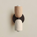 Ceramic Up Down Slim Wall Sconce - Blackened Brass Canopy / Tan Clay Upper Shade
