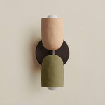 Ceramic Up Down Slim Wall Sconce - Blackened Brass Canopy / Tan Clay Upper Shade