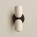 Ceramic Up Down Slim Wall Sconce - Blackened Brass Canopy / White Clay Upper Shade