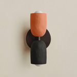 Ceramic Up Down Slim Wall Sconce - Blackened Brass Canopy / Terracotta Upper Shade