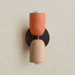Ceramic Up Down Slim Wall Sconce - Blackened Brass Canopy / Terracotta Upper Shade