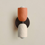 Ceramic Up Down Slim Wall Sconce - Blackened Brass Canopy / Terracotta Upper Shade