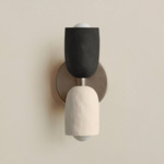 Ceramic Up Down Slim Wall Sconce - Pewter Canopy / Black Clay Upper Shade