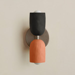 Ceramic Up Down Slim Wall Sconce - Pewter Canopy / Black Clay Upper Shade