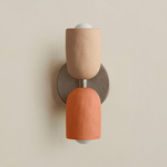 Ceramic Up Down Slim Wall Sconce - Pewter Canopy / Tan Clay Upper Shade