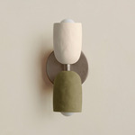 Ceramic Up Down Slim Wall Sconce - Pewter Canopy / White Clay Upper Shade