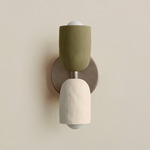 Ceramic Up Down Slim Wall Sconce - Pewter Canopy / Green Clay Upper Shade