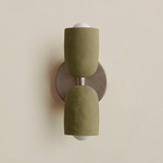 Ceramic Up Down Slim Wall Sconce - Pewter Canopy / Green Clay Upper Shade