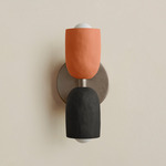 Ceramic Up Down Slim Wall Sconce - Pewter Canopy / Terracotta Upper Shade