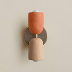Ceramic Up Down Slim Wall Sconce - Pewter Canopy / Terracotta Upper Shade