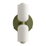 Glass Up Down Wall Sconce - Reed Green Canopy / White Glass