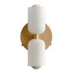Glass Up Down Wall Sconce - Brass Canopy / White Glass