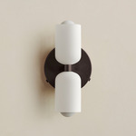 Glass Up Down Wall Sconce - Blackened Brass Canopy / White Glass