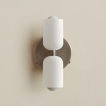 Glass Up Down Wall Sconce - Pewter Canopy / White Glass