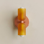 Chromatic Glass Up Down Wall Sconce - Peach Canopy / Sandblasted Amber