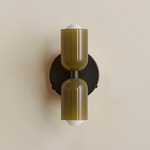 Chromatic Glass Up Down Wall Sconce - Black Canopy / Pistachio