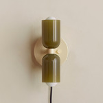 Chromatic Glass Up Down Plug-In Wall Sconce - Bone Canopy / Pistachio