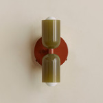 Chromatic Glass Up Down Wall Sconce - Oxide Red Canopy / Pistachio
