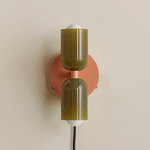Chromatic Glass Up Down Plug-In Wall Sconce - Peach Canopy / Pistachio