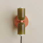 Chromatic Glass Up Down Plug-In Wall Sconce - Peach Canopy / Pistachio