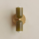 Chromatic Glass Up Down Wall Sconce - Brass Canopy / Pistachio