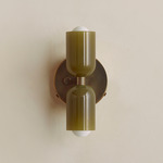Chromatic Glass Up Down Wall Sconce - Patina Brass Canopy / Pistachio