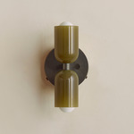 Chromatic Glass Up Down Wall Sconce - Blackened Brass Canopy / Pistachio