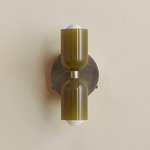 Chromatic Glass Up Down Wall Sconce - Pewter Canopy / Pistachio