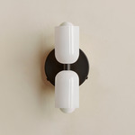 Chromatic Glass Up Down Wall Sconce - Black Canopy / Opaline