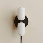 Chromatic Glass Up Down Plug-In Wall Sconce - Black Canopy / Opaline