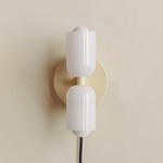 Chromatic Glass Up Down Plug-In Wall Sconce - Bone Canopy / Opaline