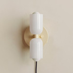 Chromatic Glass Up Down Plug-In Wall Sconce - Bone Canopy / Opaline