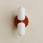 Chromatic Glass Up Down Wall Sconce - Oxide Red Canopy / Opaline
