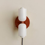 Chromatic Glass Up Down Plug-In Wall Sconce - Oxide Red Canopy / Opaline