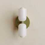 Chromatic Glass Up Down Wall Sconce - Reed Green Canopy / Opaline