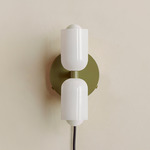 Chromatic Glass Up Down Plug-In Wall Sconce - Reed Green Canopy / Opaline