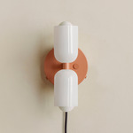 Chromatic Glass Up Down Plug-In Wall Sconce - Peach Canopy / Opaline