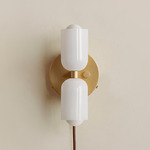 Chromatic Glass Up Down Plug-In Wall Sconce - Brass Canopy / Opaline