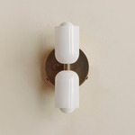 Chromatic Glass Up Down Wall Sconce - Patina Brass Canopy / Opaline