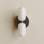 Chromatic Glass Up Down Wall Sconce - Blackened Brass Canopy / Opaline