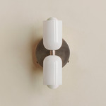 Chromatic Glass Up Down Wall Sconce - Pewter Canopy / Opaline