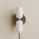 Chromatic Glass Up Down Plug-In Wall Sconce - Pewter Canopy / Opaline