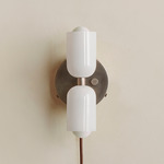 Chromatic Glass Up Down Plug-In Wall Sconce - Pewter Canopy / Opaline
