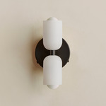 Chromatic Glass Up Down Wall Sconce - Black Canopy / Sandblasted White