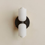 Chromatic Glass Up Down Wall Sconce - Black Canopy / Sandblasted White