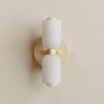 Chromatic Glass Up Down Wall Sconce - Bone Canopy / Sandblasted White