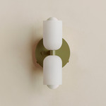 Chromatic Glass Up Down Wall Sconce - Reed Green Canopy / Sandblasted White