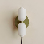 Chromatic Glass Up Down Plug-In Wall Sconce - Reed Green Canopy / Sandblasted White