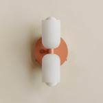 Chromatic Glass Up Down Wall Sconce - Peach Canopy / Sandblasted White