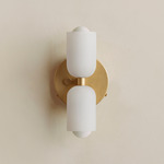 Chromatic Glass Up Down Wall Sconce - Brass Canopy / Sandblasted White